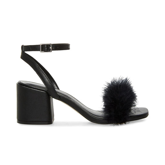 Amanda - Feathered Chunky Heel Sandal