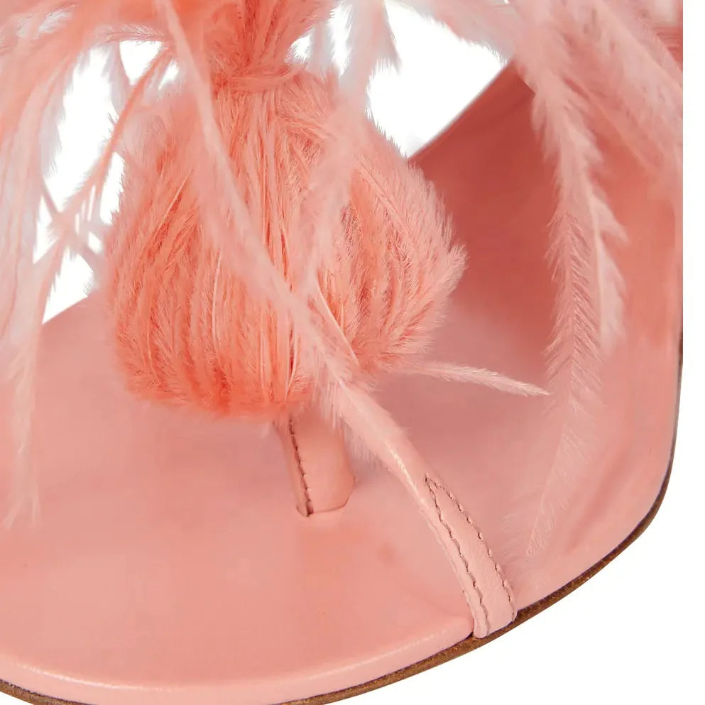 Heather - Feathered Toe Heeled Sandal